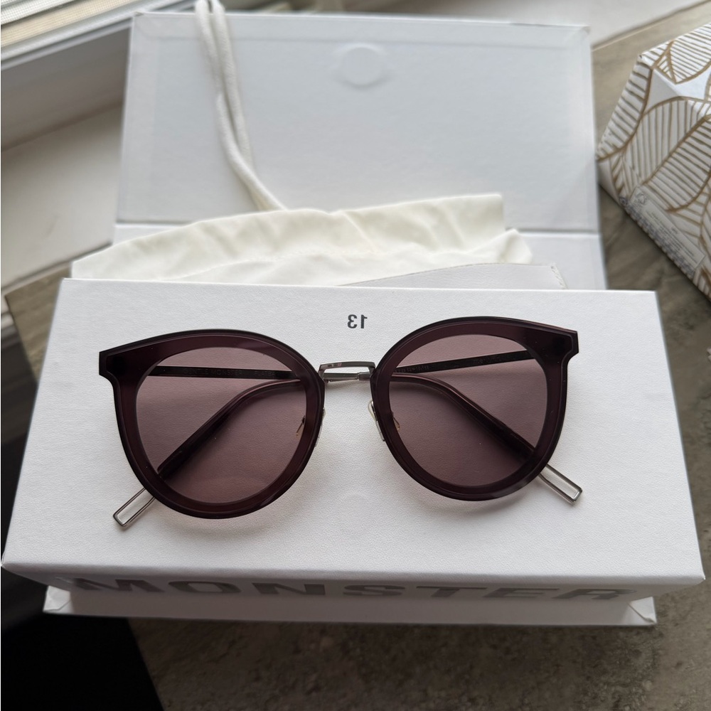 GENTLE MONSTER Round Burgundy Frame Sunglasses in Like New Condition
